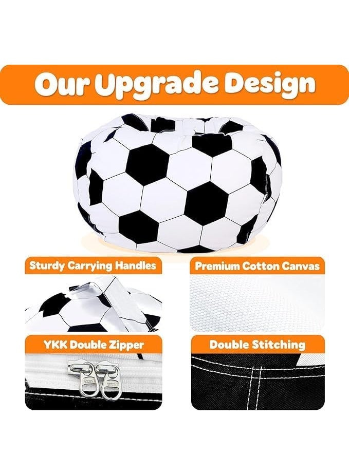 Arabest 18IN / 46CM Soccer Football Stuffed Animal Storage Bean Bag Chair Cover, Premium Velvet Organizer with Zipper Holds 60+ Toys, Washable Kids Room Decor for Toddler Toy Storage Organizer - Image 2